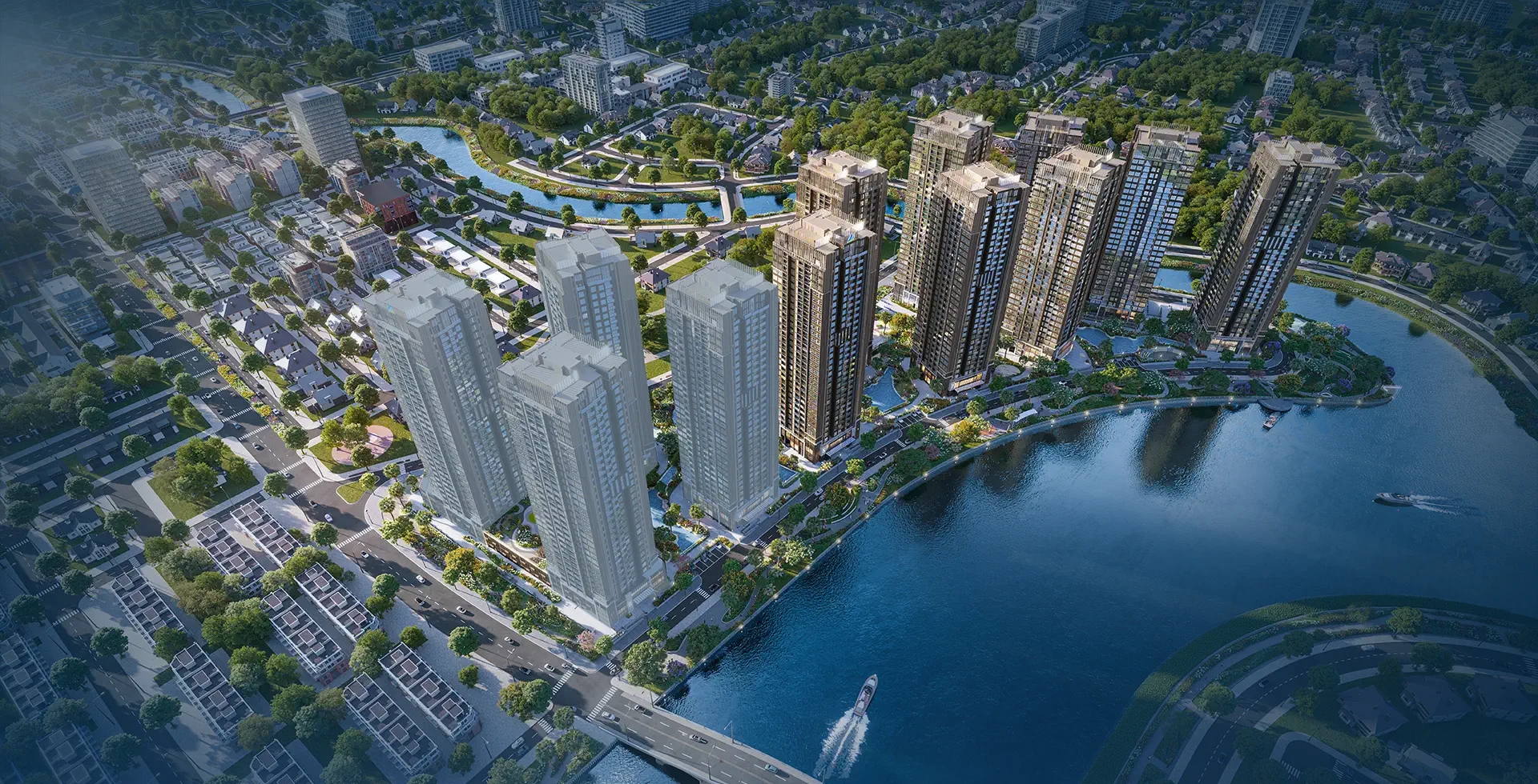 Phối cảnh tổng thể có đủ 12 tòa tháp The Privé
